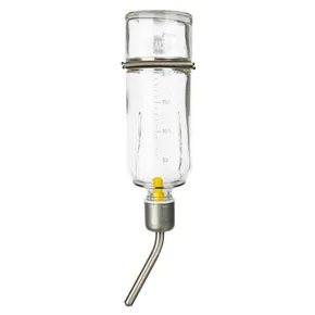 Poidło szklane z metalowym poidłem dla świnek morskich 250 ml
